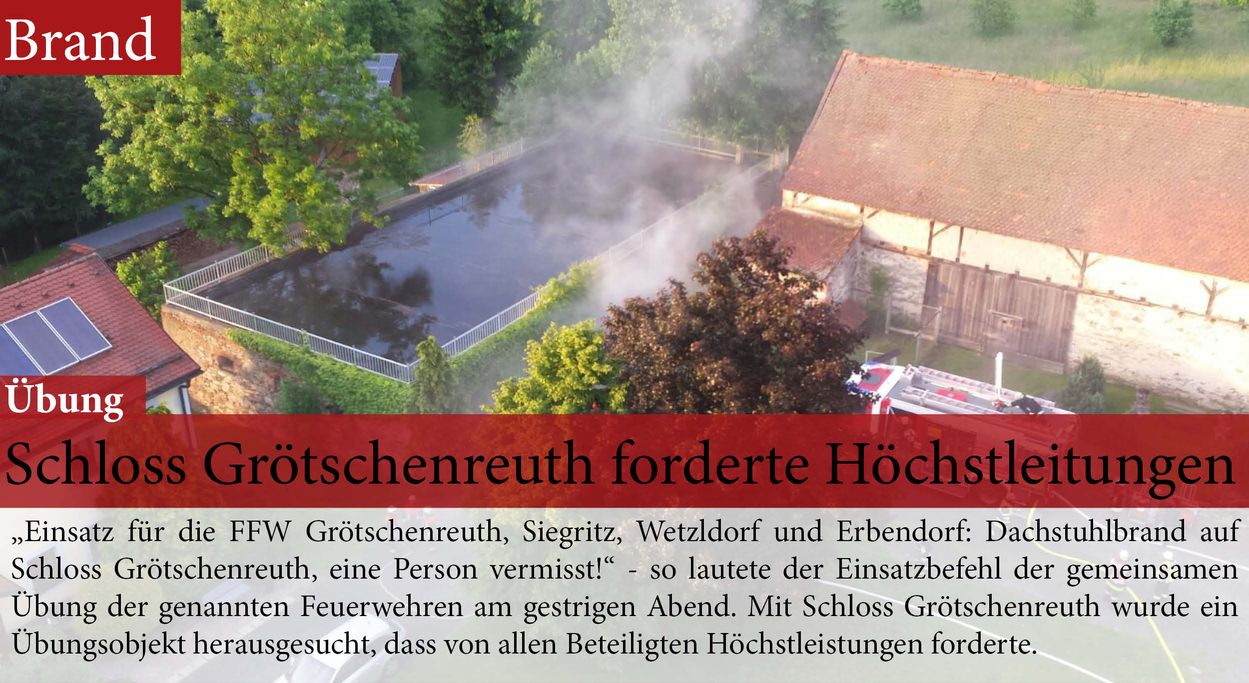 Übung Dachstuhlbrand Grötschenreut Erbendorf Feuerwehr Personnenrettung Atemschutz